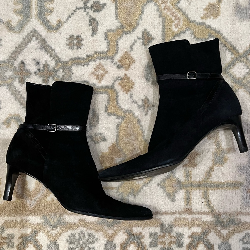 RALPH LAUREN Black Suede Ankle Boots - 9.5 - Picture 2 of 10